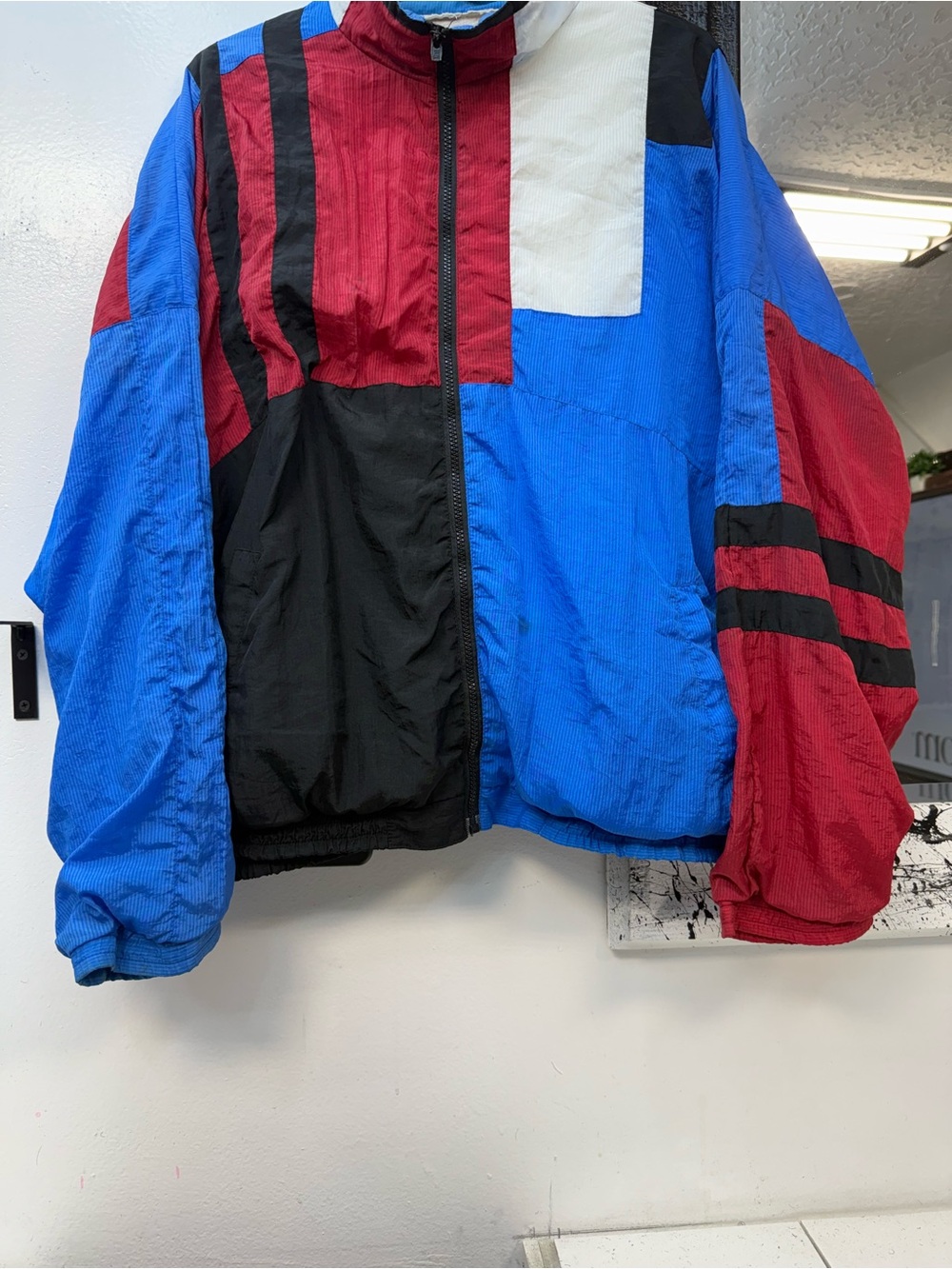 Vintage Colorblock Windbreaker Jacket - Blue Red Black White - Picture 3 of 7